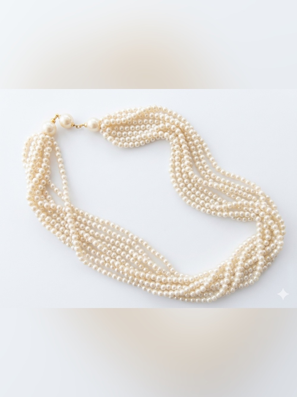 Vintage Faux Pearl Torsade Necklace 8 Strand Twisted Multi Strand Statement